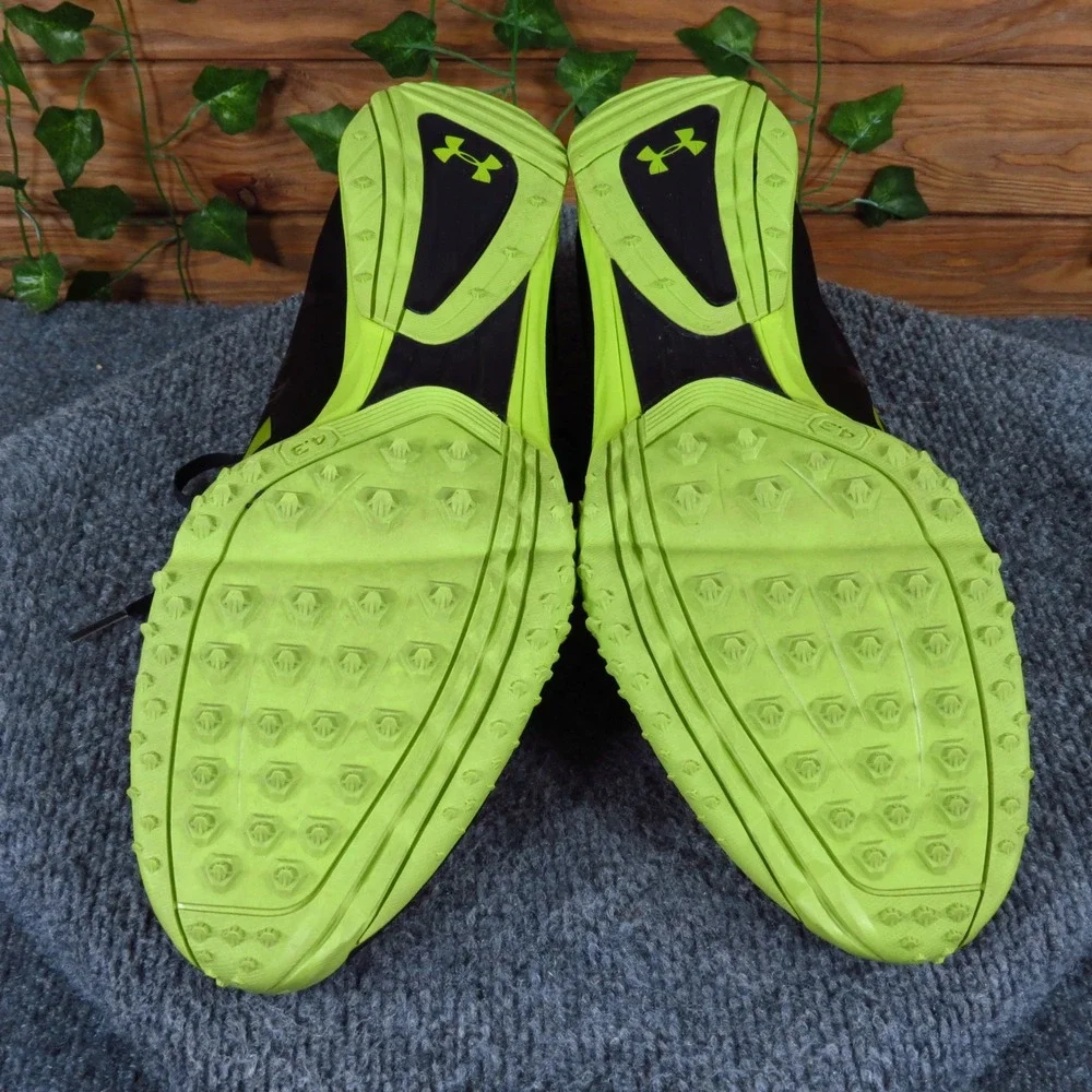 Under‎ Armour Kick Sprint Mens Track Spikes Size 14 Sprinting Black Neon Green